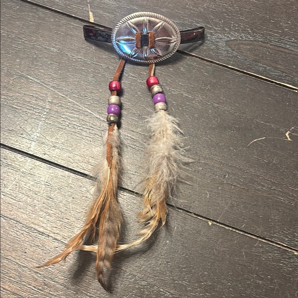 Silver Feather Hair Clip with Beads - Picture 1 of 5